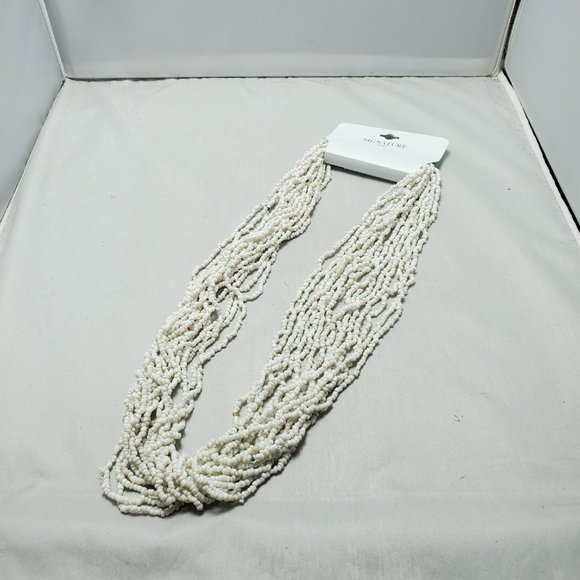 Signature white seed bead multi strand necklace 16 strand - Picture 2 of 4
